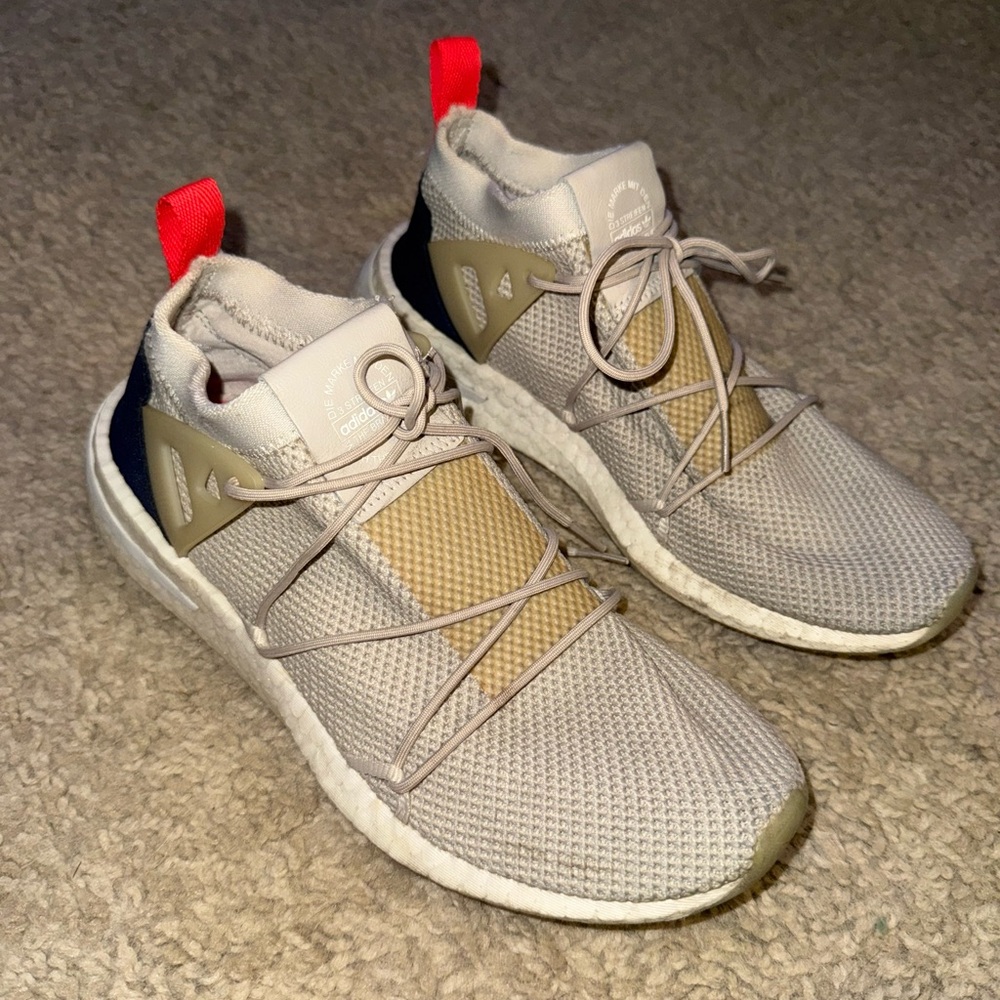 adidas Cream Sneakers with Slip-On Design and Thick Sole
